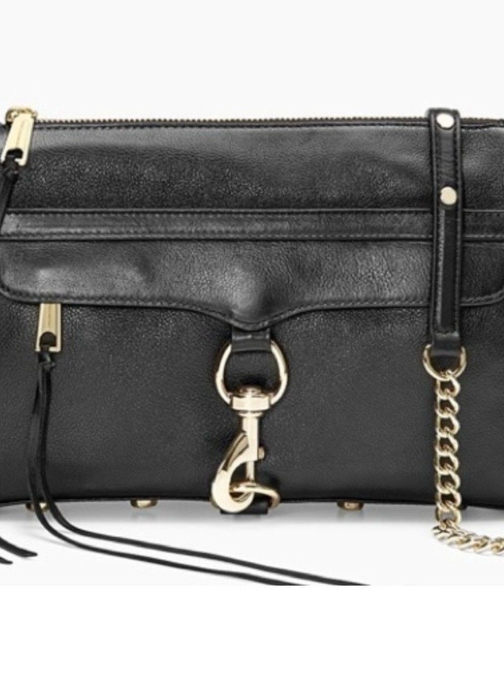 REBECCA MINKOFF Classic Icon Mini-M.A.C. Black Leather Crossbody/Clutch Bag